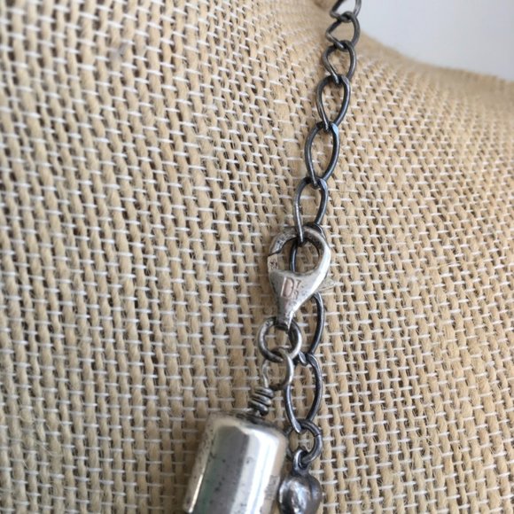 Jay King Vintage Green Turquoise Nugget Necklace Sterling Silver 17" - Picture 3 of 6